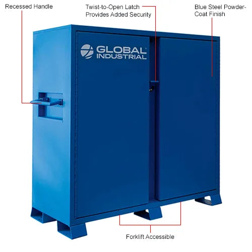 Global Industrial Jobsite Cabinet, 2 Doors, 52 Cu. Ft., Steel, Blue