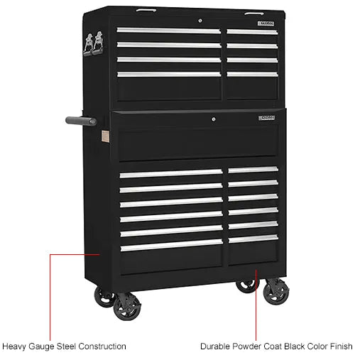 Global Industrial™ 42-3/8" x 18" x 60-7/8" 21 Drawer Black Roller Tool Cabinet & Chest Combo