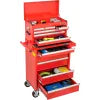 Global Industrial™ 26-3/8” x 18-1/8" x 52-9/16" 11 Drawer Red Roller Cabinet & Chest Combo