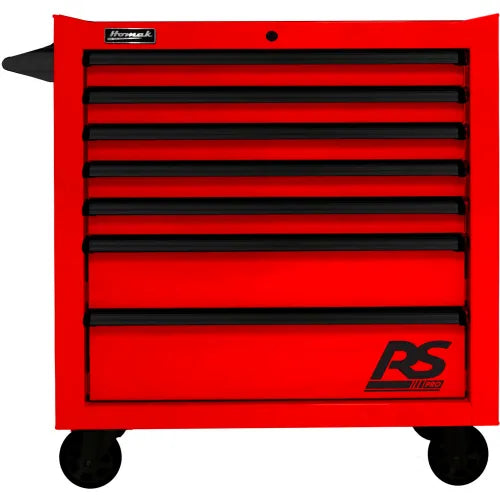 Homak RD04036070 RS Pro Series 36"W X 24"D X 39"H 7 Drawer Red Roller Tool Cabinet