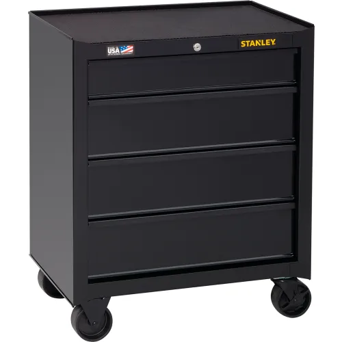 Stanley® 100 Series Rolling Tool Cabinet W/ 4 Drawers, 26-1/2"W x 18"D x 32"H, Black