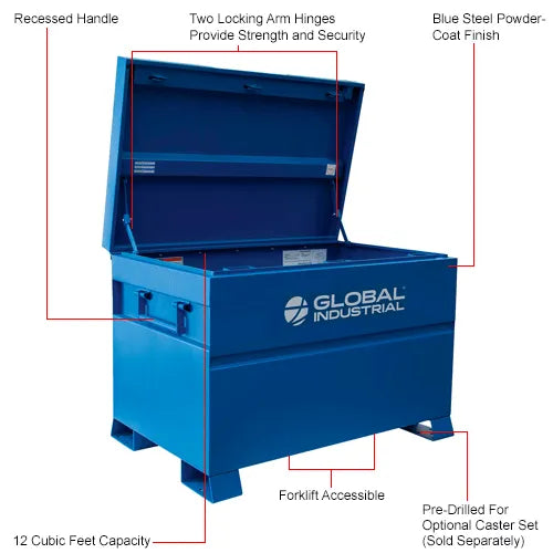 Global Industrial Jobsite Chest, 28 Cu. Ft., Steel, Blue